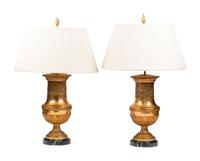 A Pair of Empire Style Gilt Bronze Urn-Form Vases