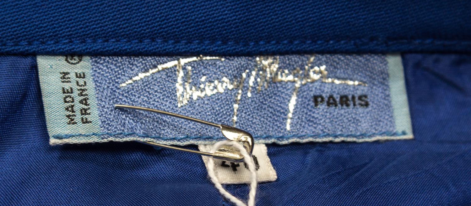 A Thierry Mugler Royal Blue Wool Skirt Suit, Size 40.