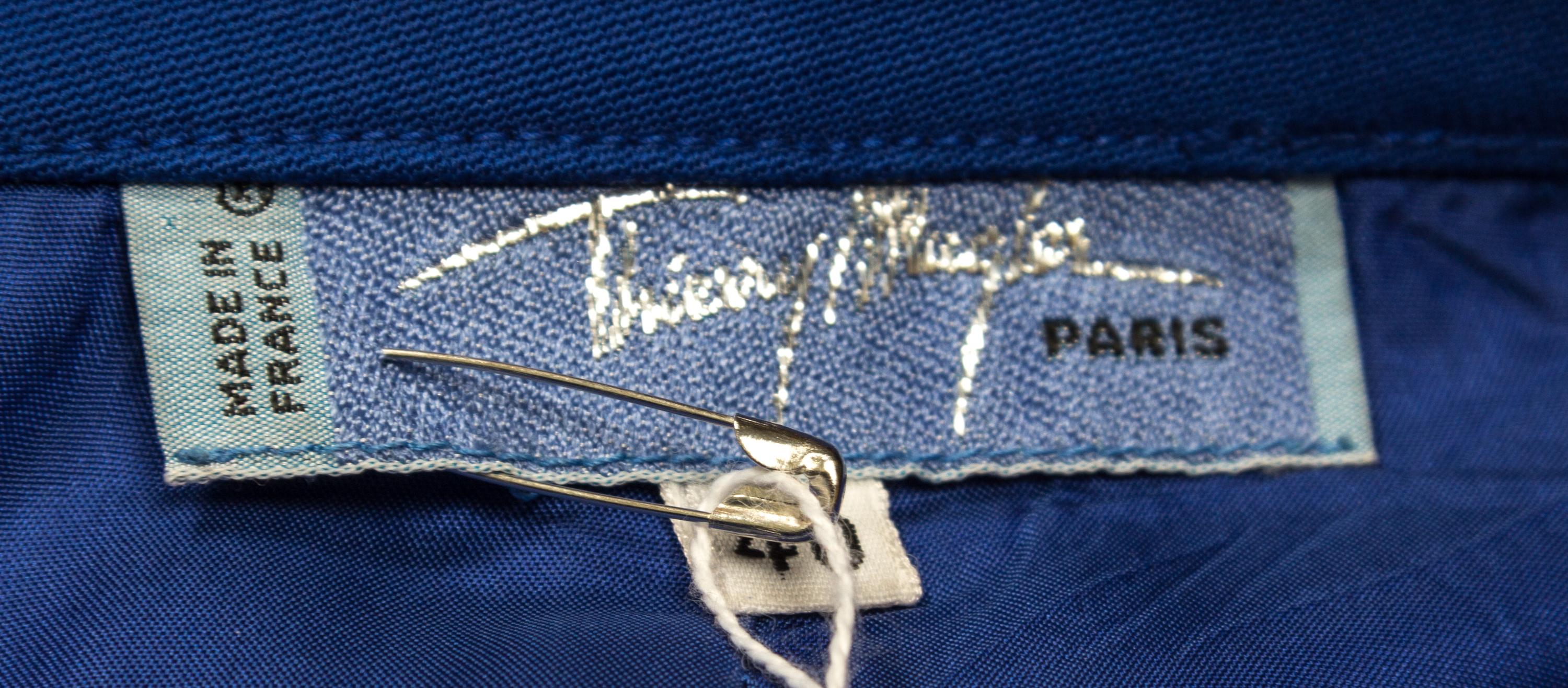 A Thierry Mugler Royal Blue Wool Skirt Suit, Size 40.
