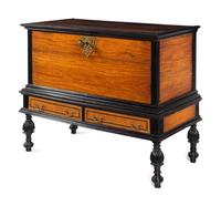 An Indo-Portuguese Ebony and Satinwood Trunk