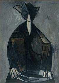 Figura Seduta, Fondo Nero (Sitting Figure: Black Background) , 1950
