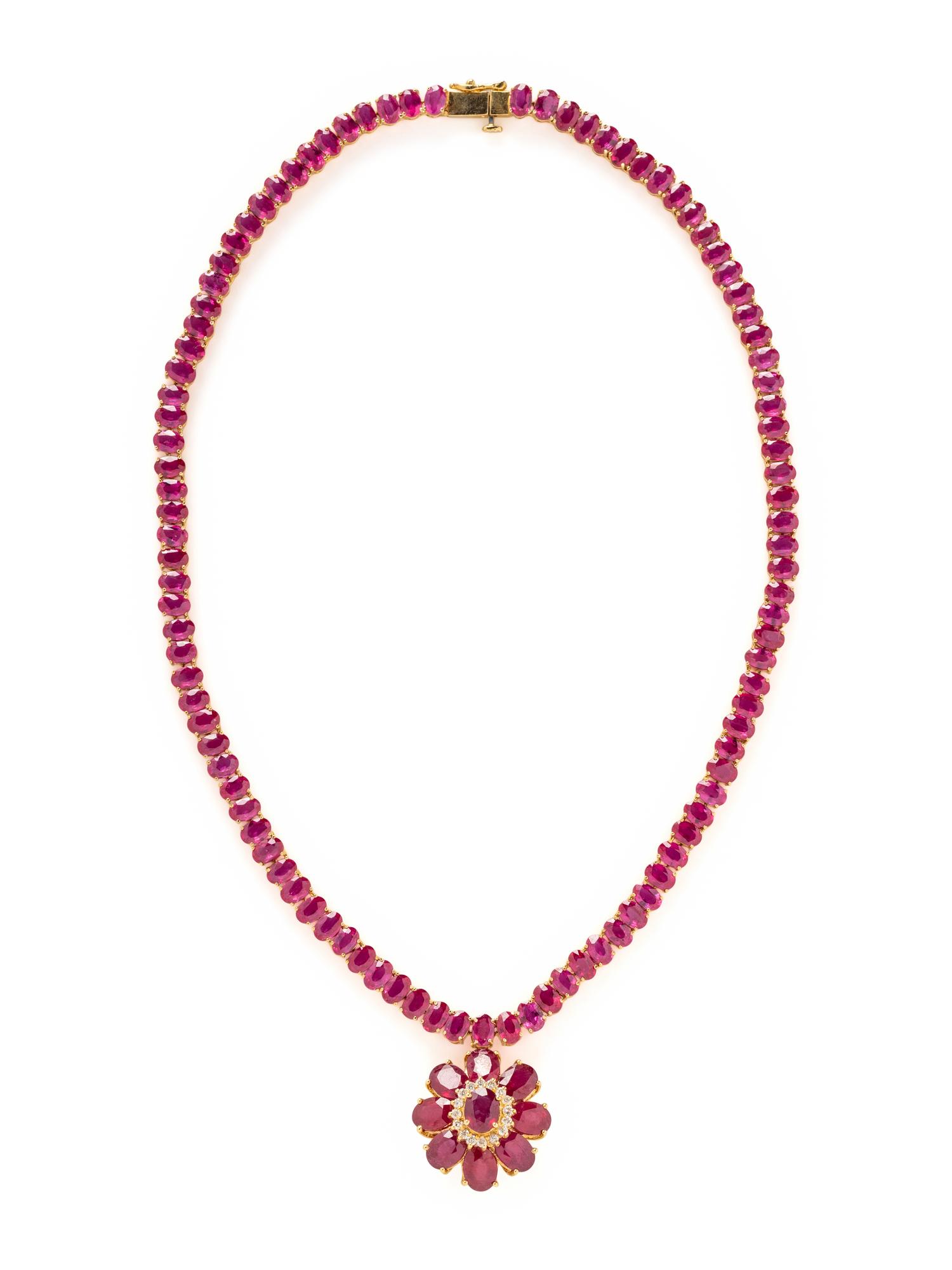 COMPOSITE GEM AND DIAMOND NECKLACE