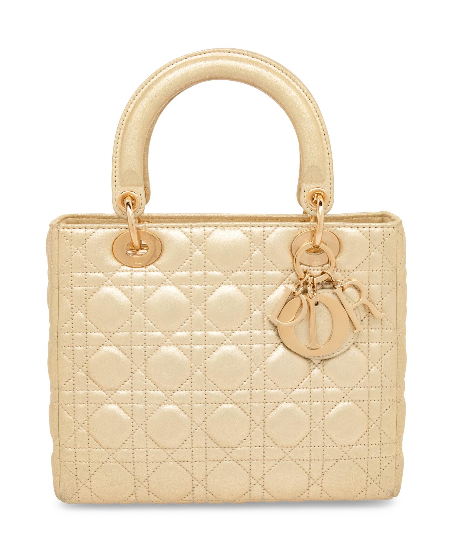 Dior, Medium Metallic Gold Lady Dior