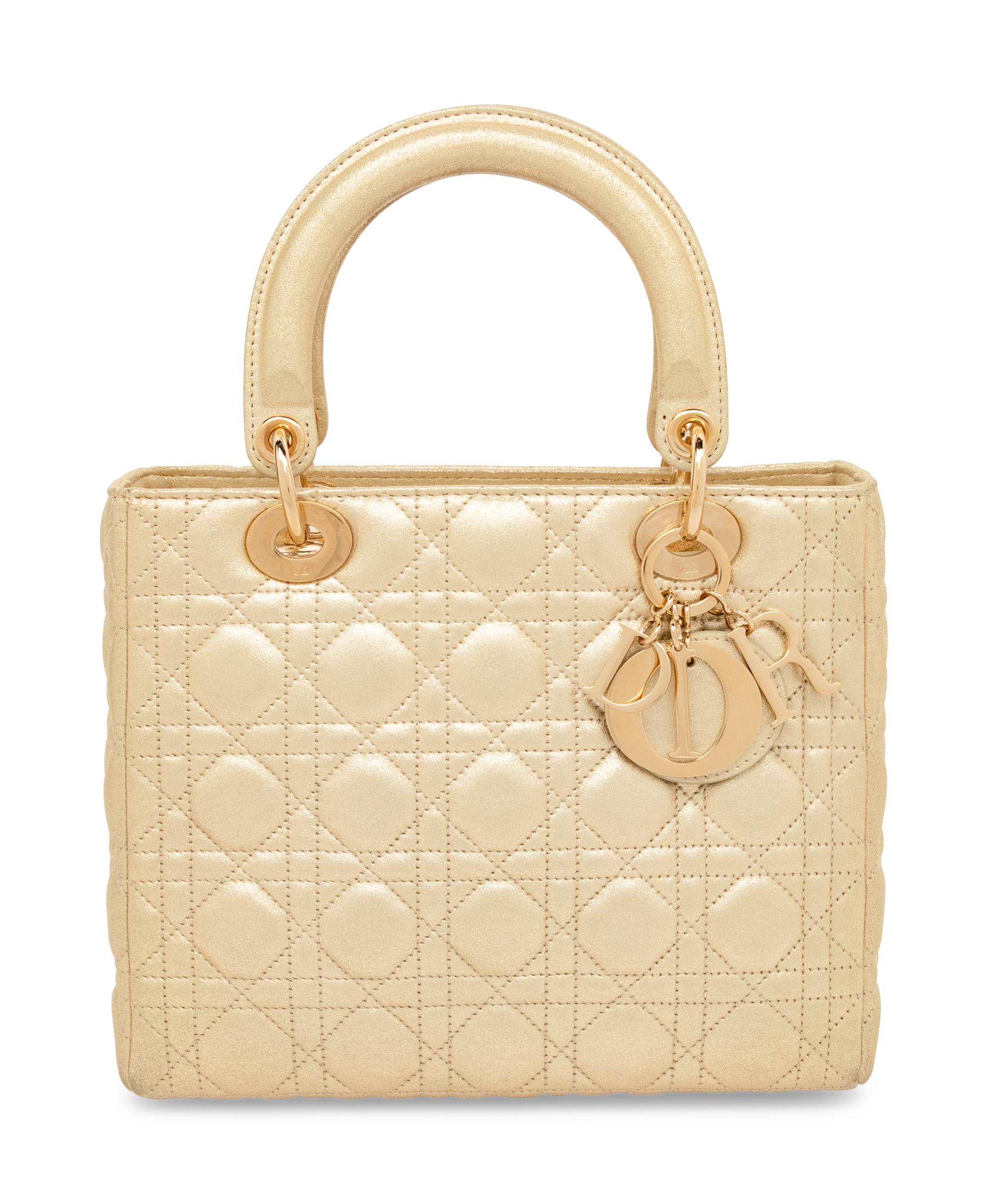 Dior, Medium Metallic Gold Lady Dior