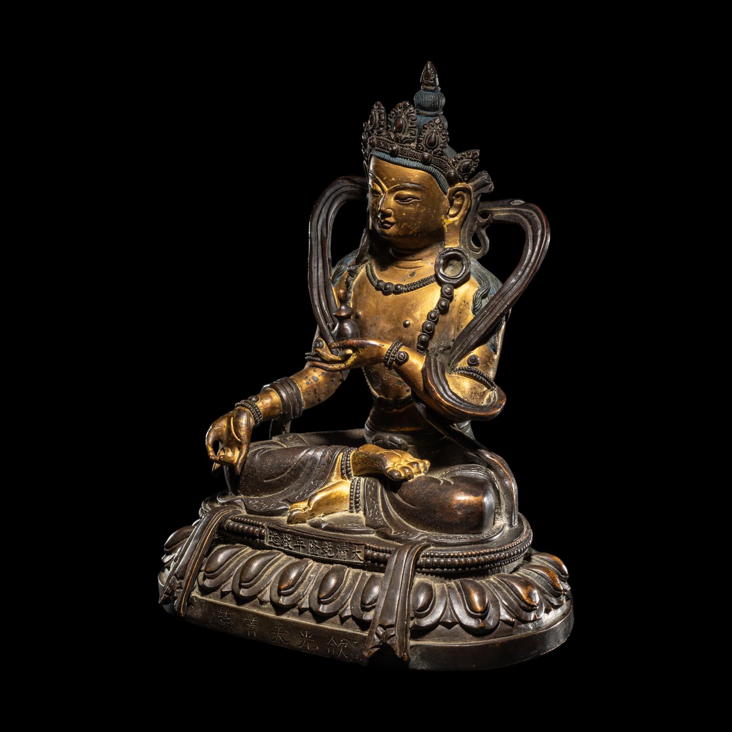 A Chinese Parcel Gilt Bronze Bodhisattva, Qianlong Period 清乾隆 銅鎏金欱光天菩薩
