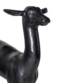 A Pair of Bronze Models of Pompeiian Deer on Marble Plinths