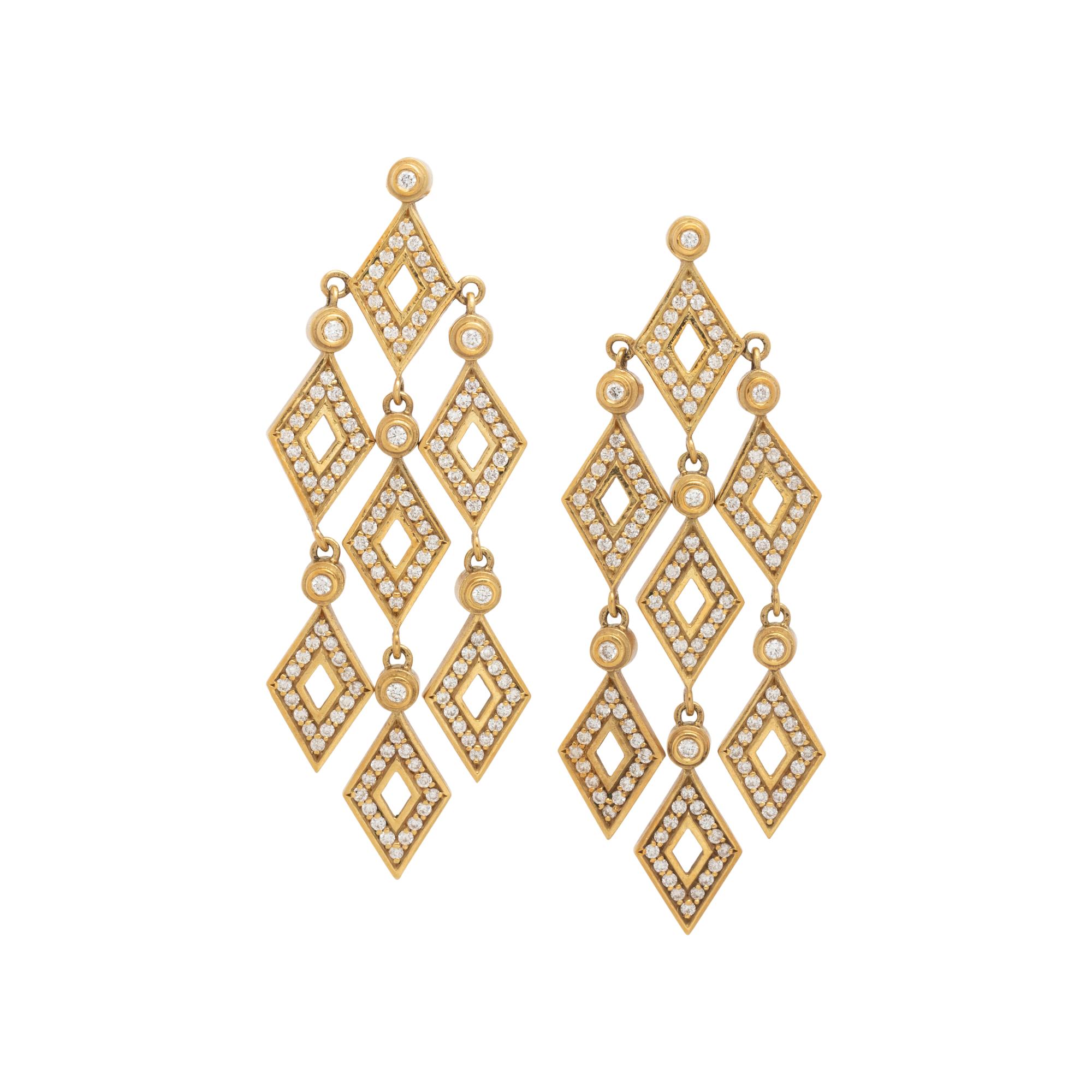 SAM LEHR, YELLOW GOLD AND DIAMOND EARCLIPS
