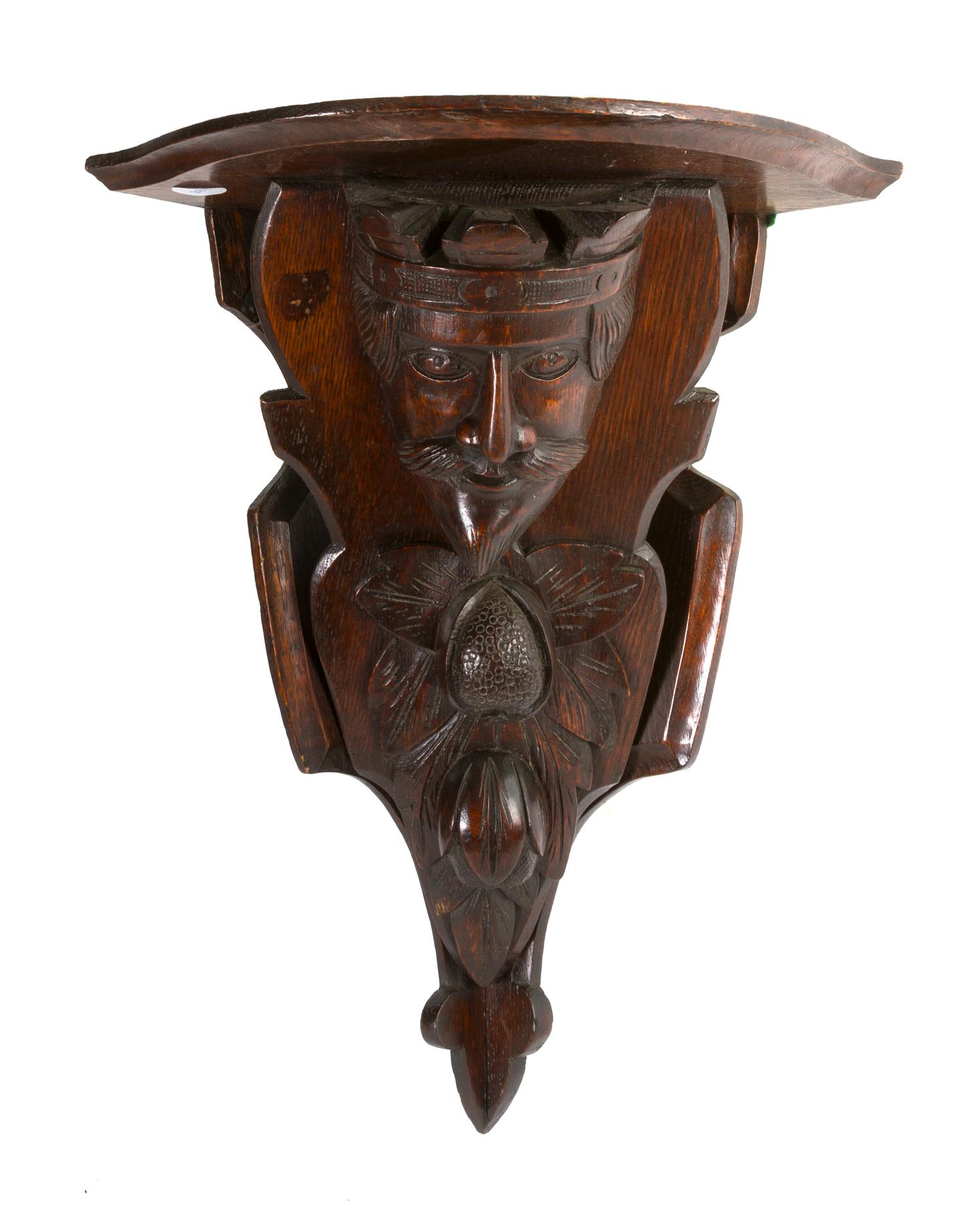 A Carved Wood Corner Bracket, Height 20 1/4 inches.