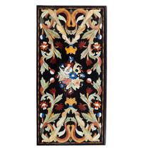 An Indian Pietra Dura Tabletop on an Associated Pair of Renaissance Revival Trestles