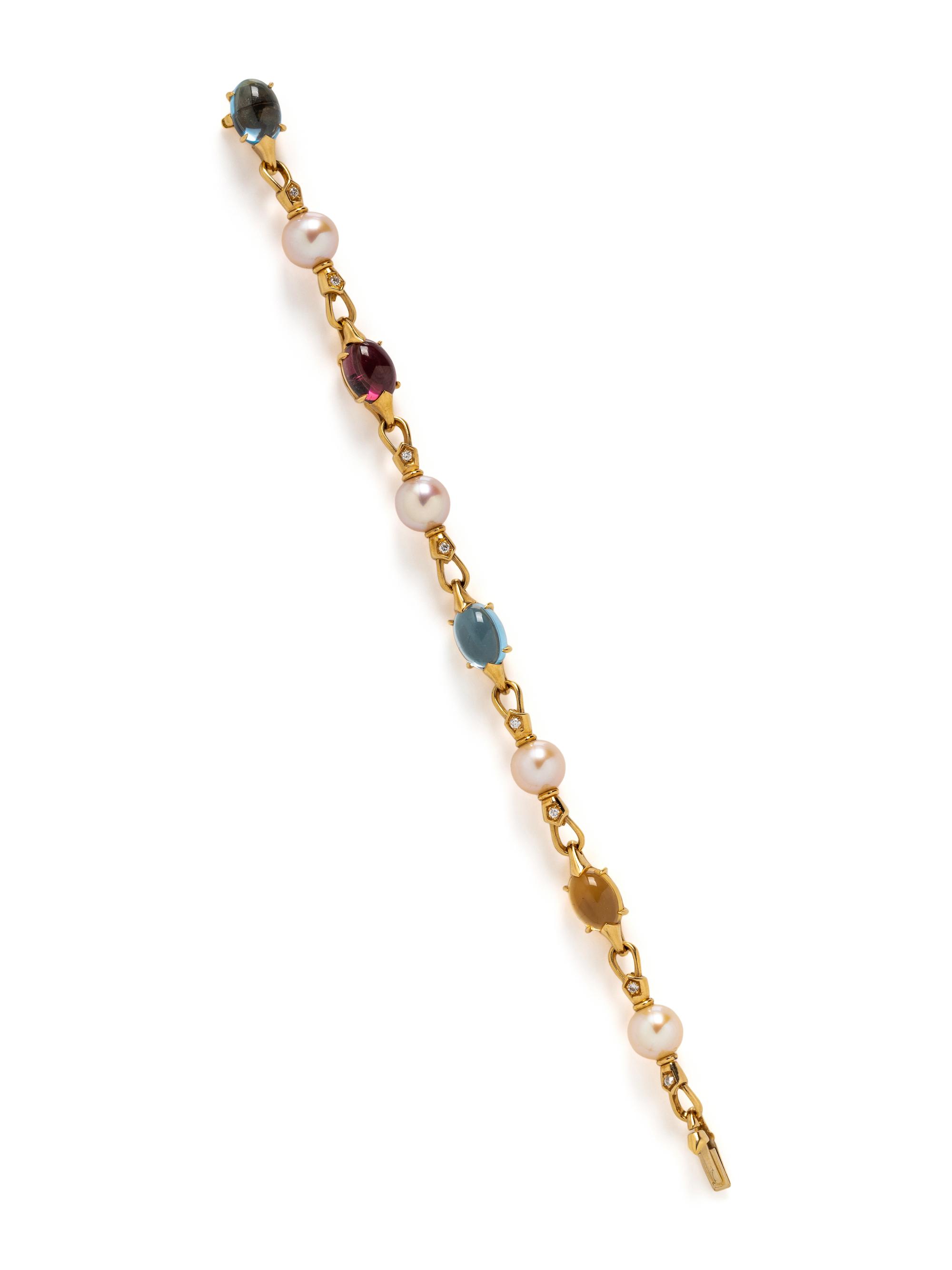 BULGARI, DIAMOND, CULTURED PEARL AND MULTIGEM 'ALLEGRA' BRACELET