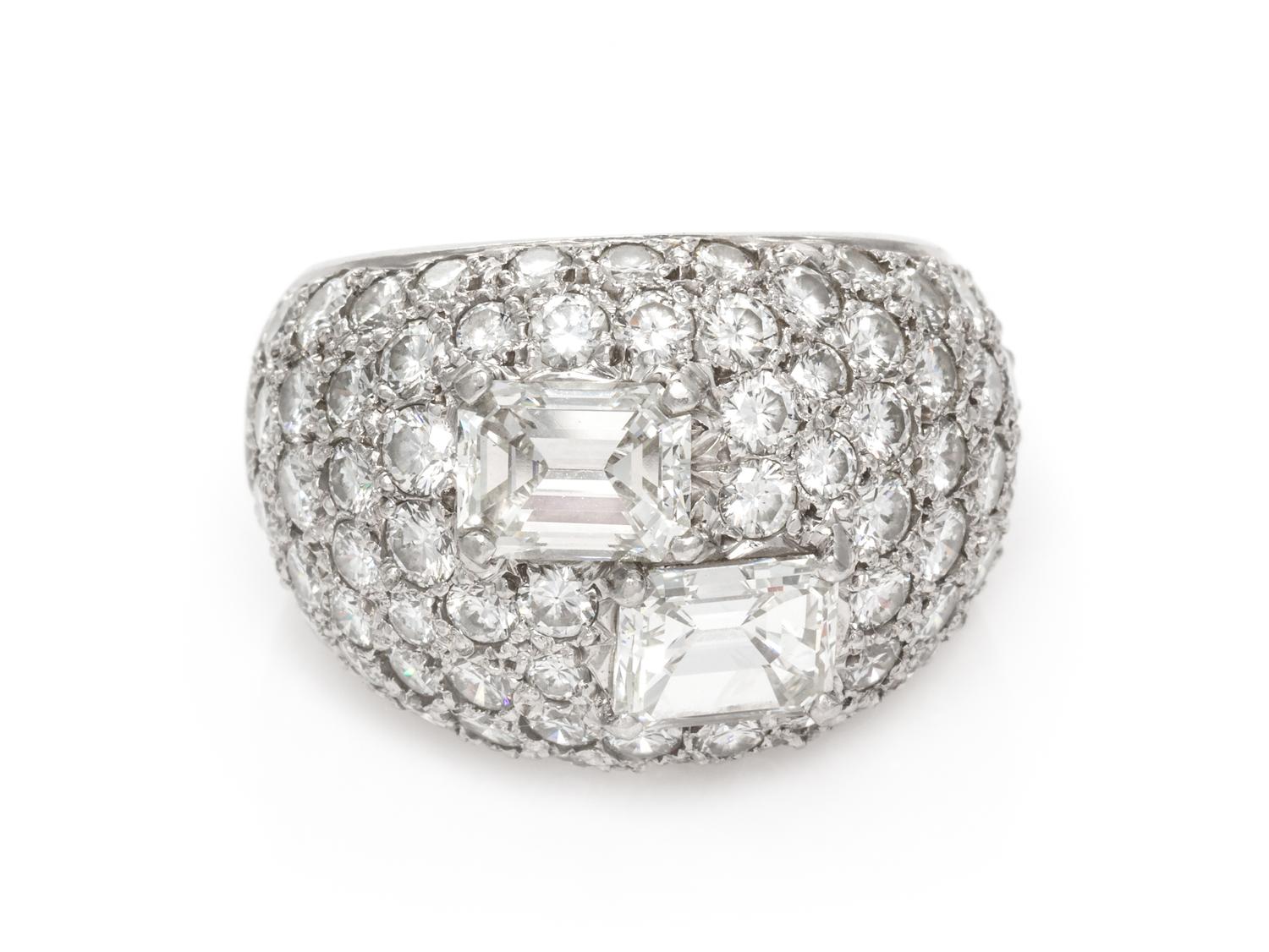 A Platinum and Diamond Bombe Ring, Beny Sofer, 13.30 dwts.