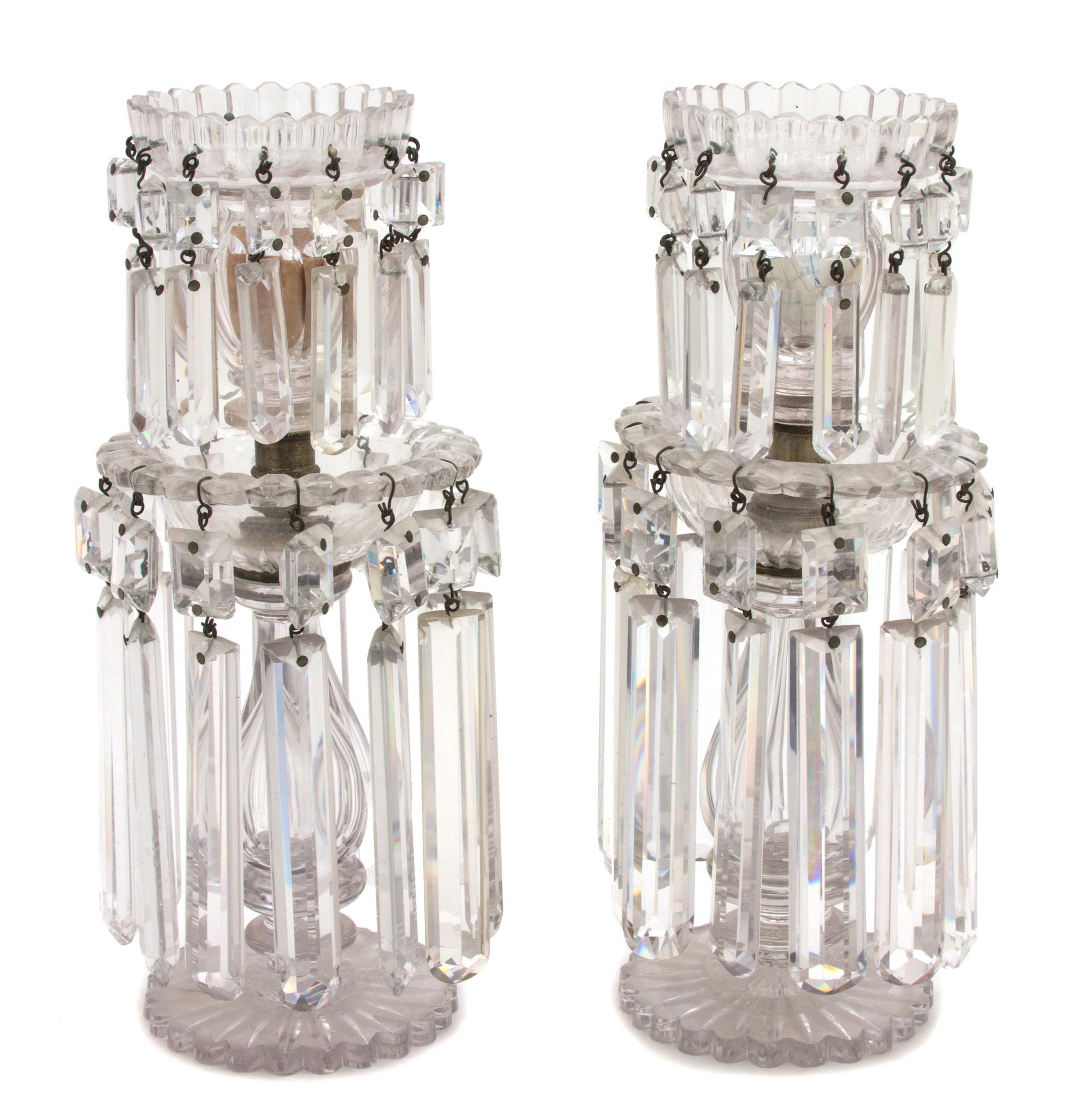 An English Cut Glass Girandole Height 10 1/2 inches. — 20TH CENTURY