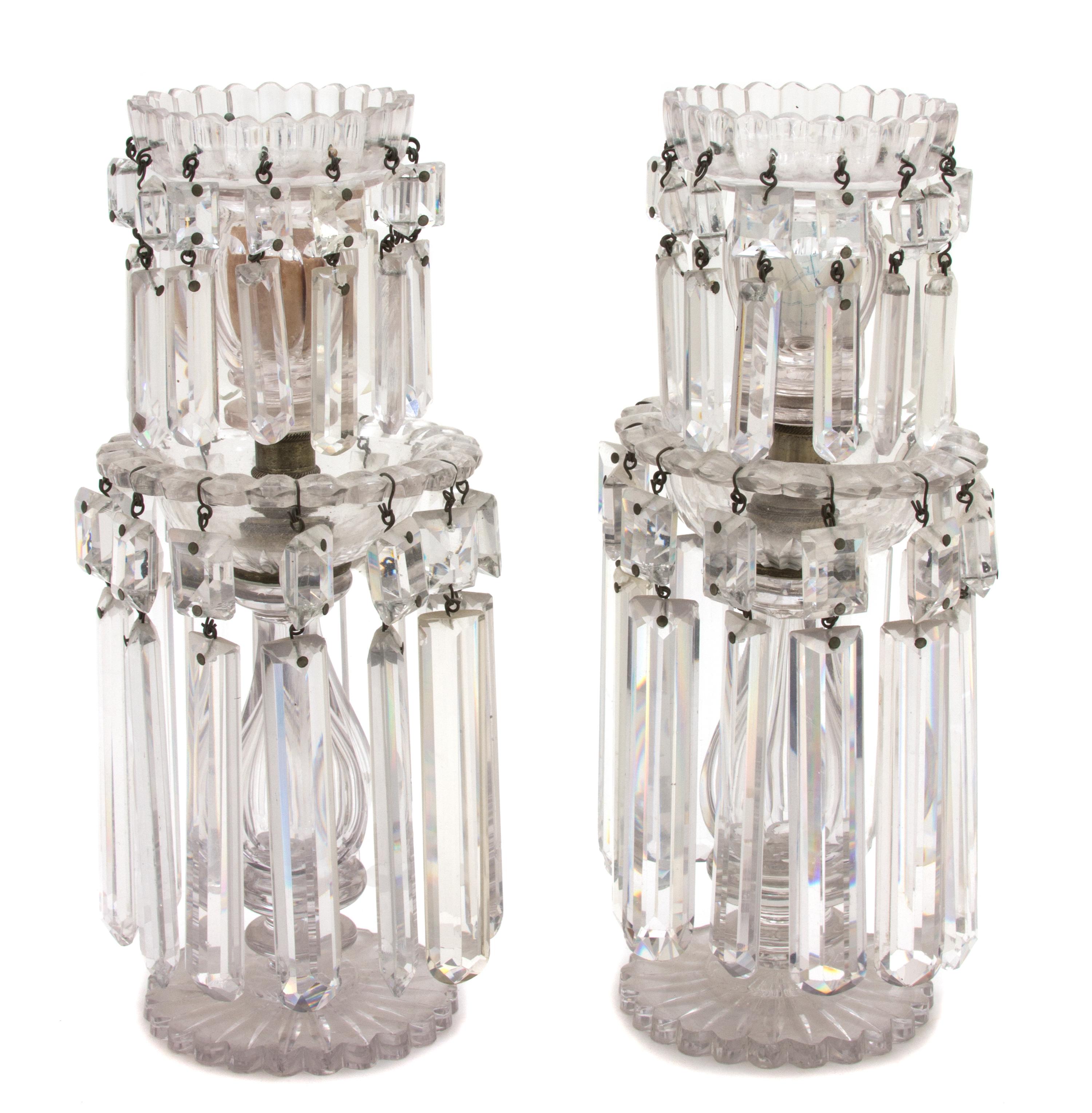 An English Cut Glass Girandole Height 10 1/2 inches. — 20TH CENTURY