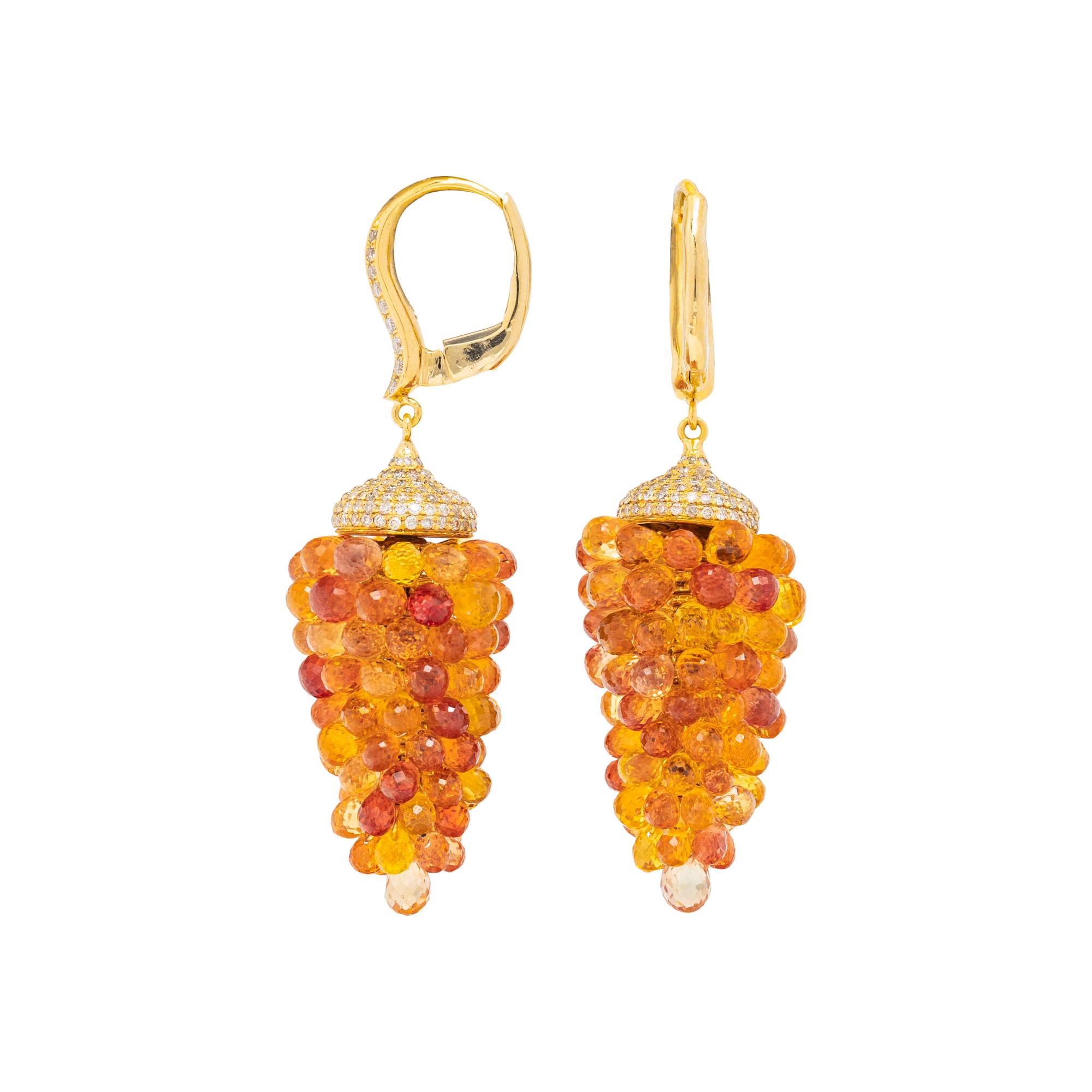 ORANGE SAPPHIRE AND DIAMOND EARRINGS