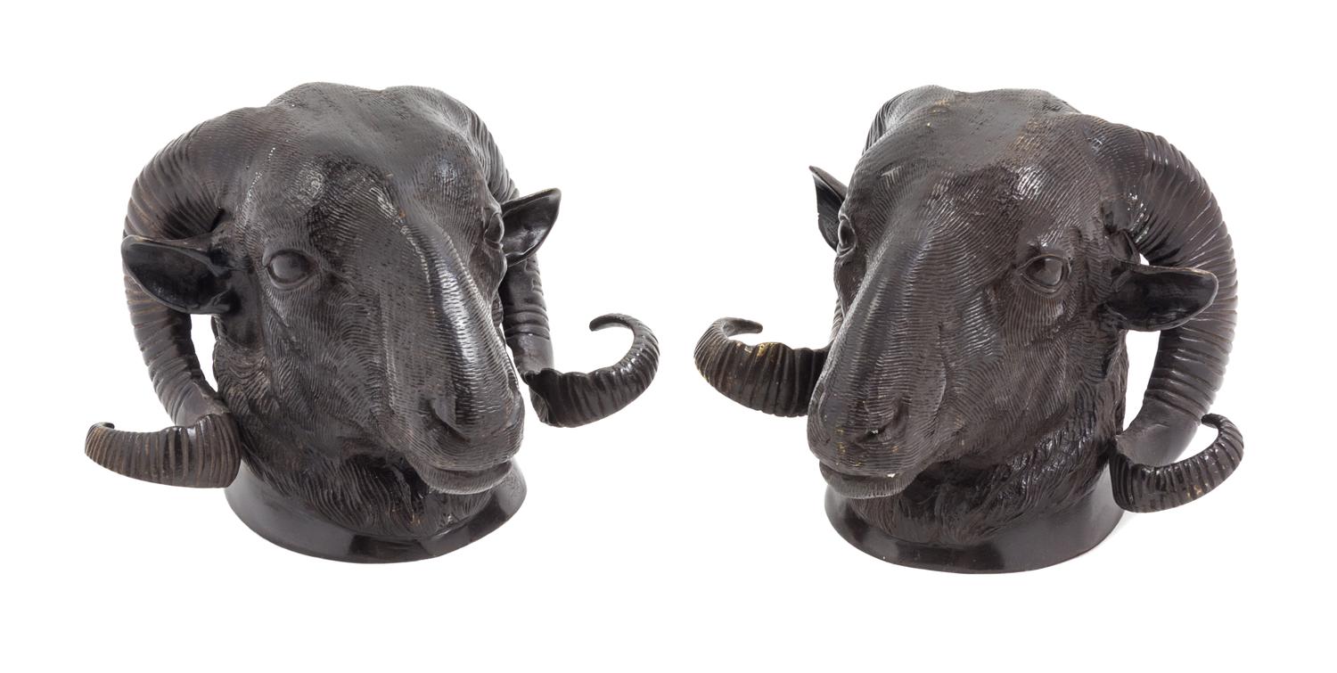 A Pair of Bronze Figural Ornaments Height 5 3/4 inches. — 20TH CENTURY