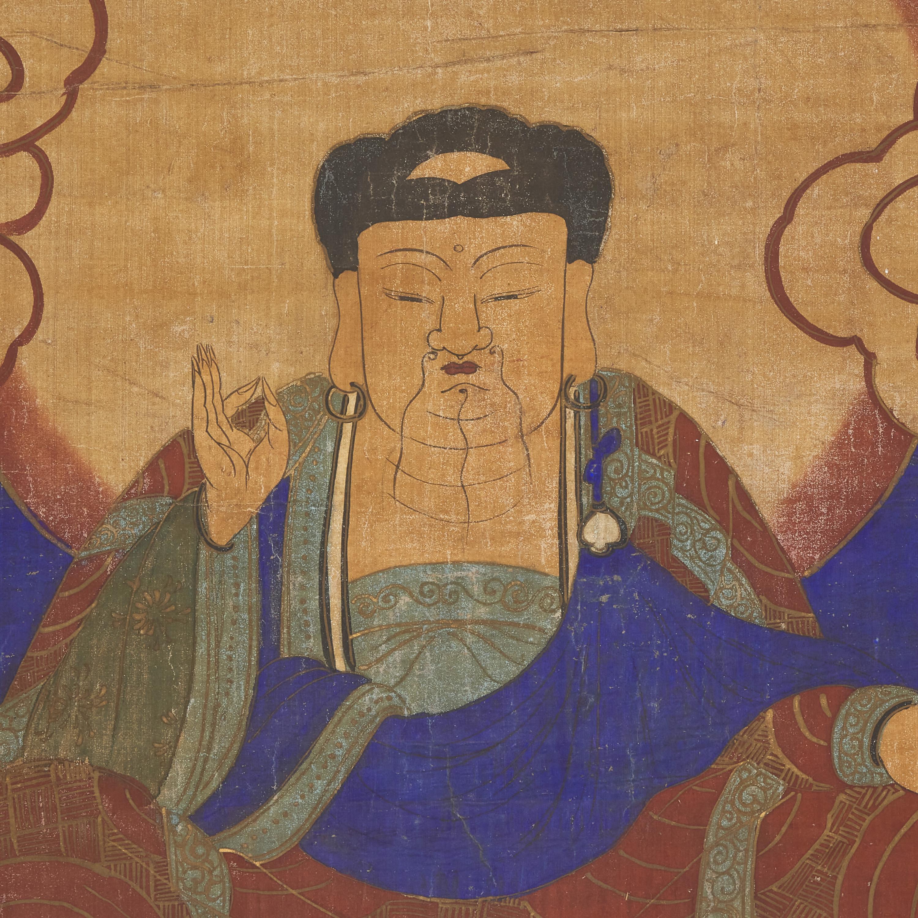 A Korean Buddhist Triad Scroll Painting, Joseon Dynasty 朝鮮佛畫