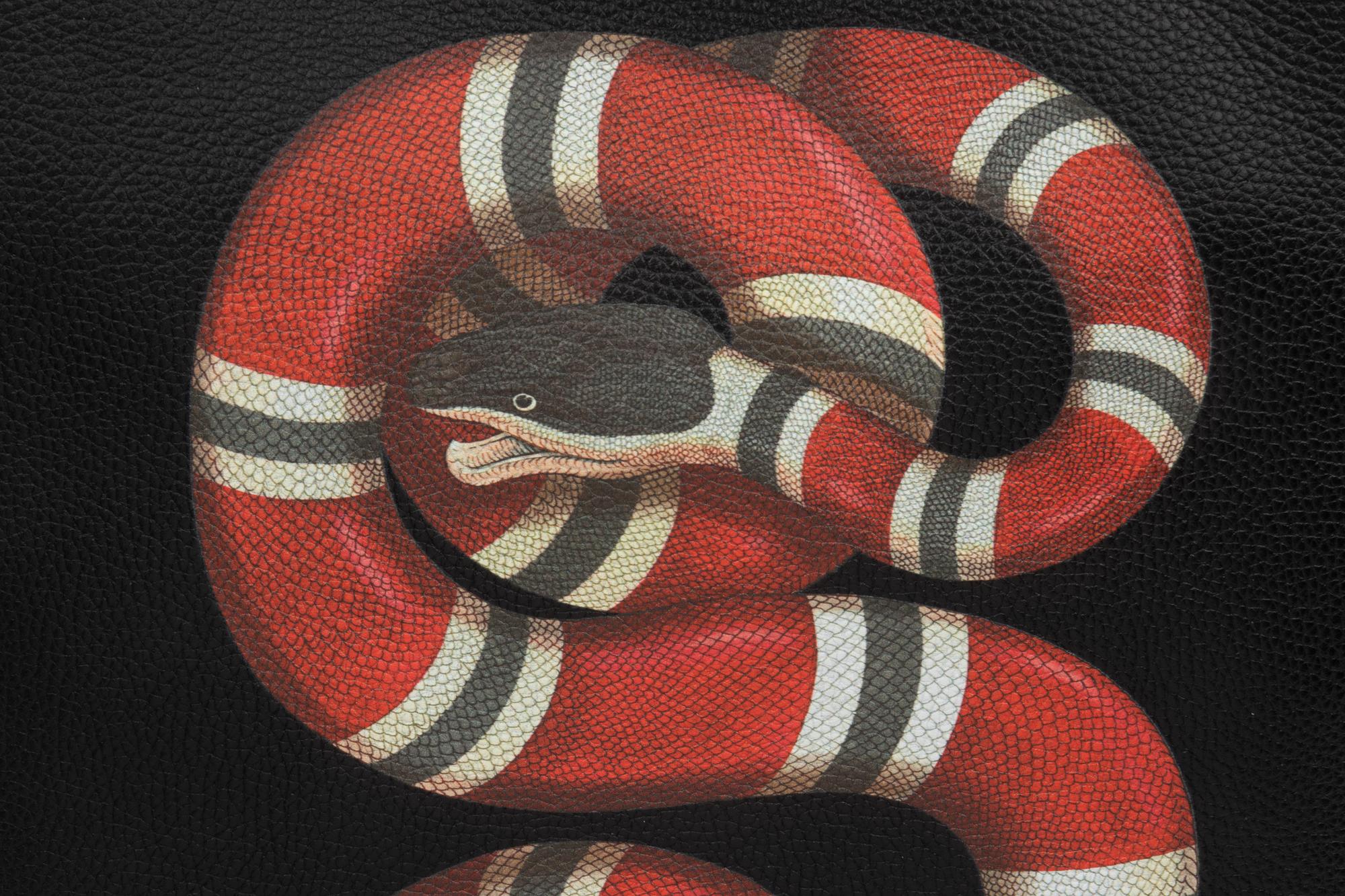 Gucci Backpack in Black Leather with Kingsnake Print, Alessandro Michele, 2016