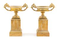 A Pair of Neoclassical Gilt Bronze and Marble Compotes Height 15 1/4 inches. — 19TH CENTURY