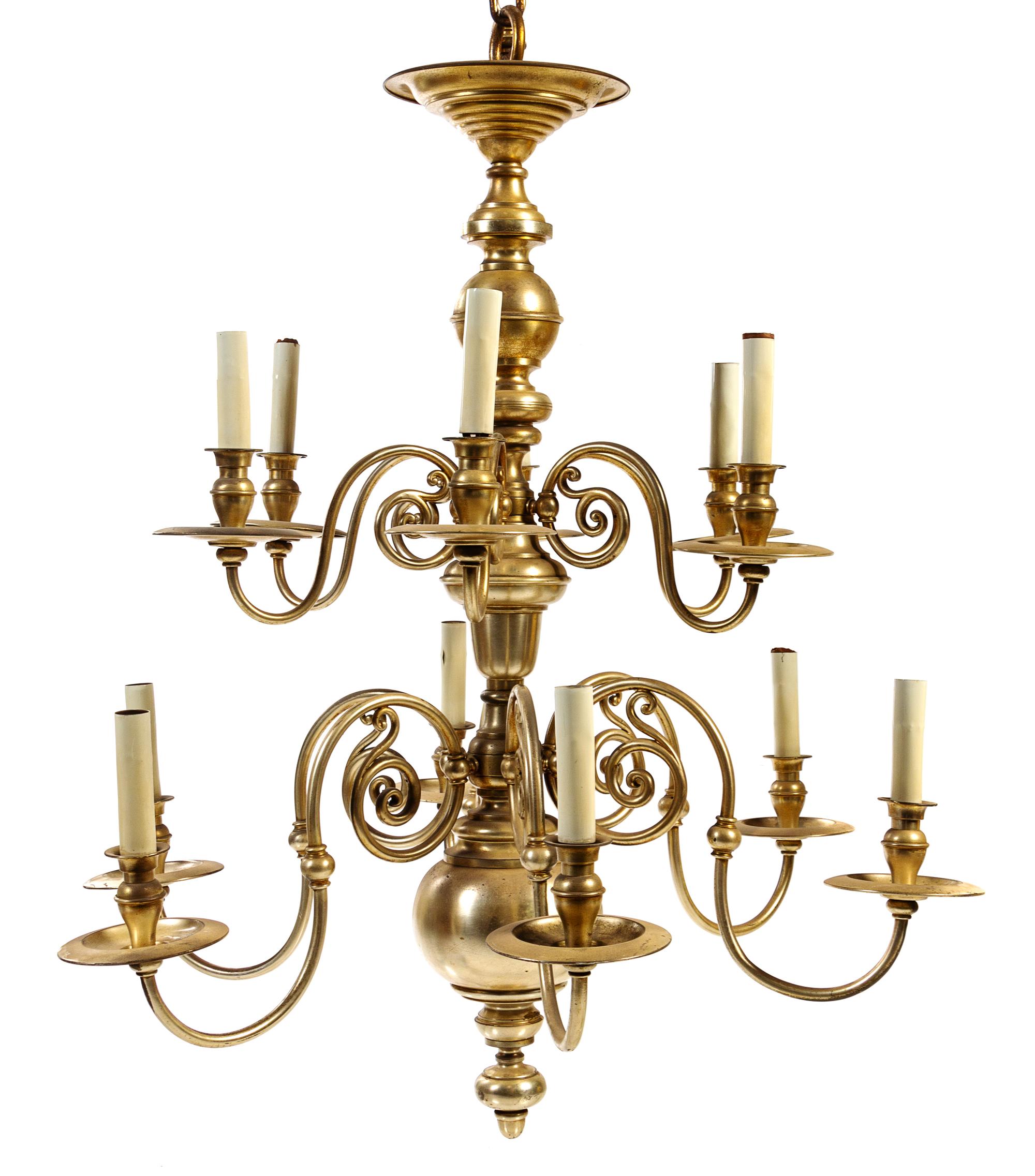 A Chicago Athletic Association Silver-Plate Twelve-Light Chandelier Height 39 x diameter 36 inches. — CIRCA 1920'S