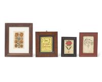 A Group of Four Fraktur Drawings, Bookplates, or Awards of Merit, Pennsylvania, 19th Century
