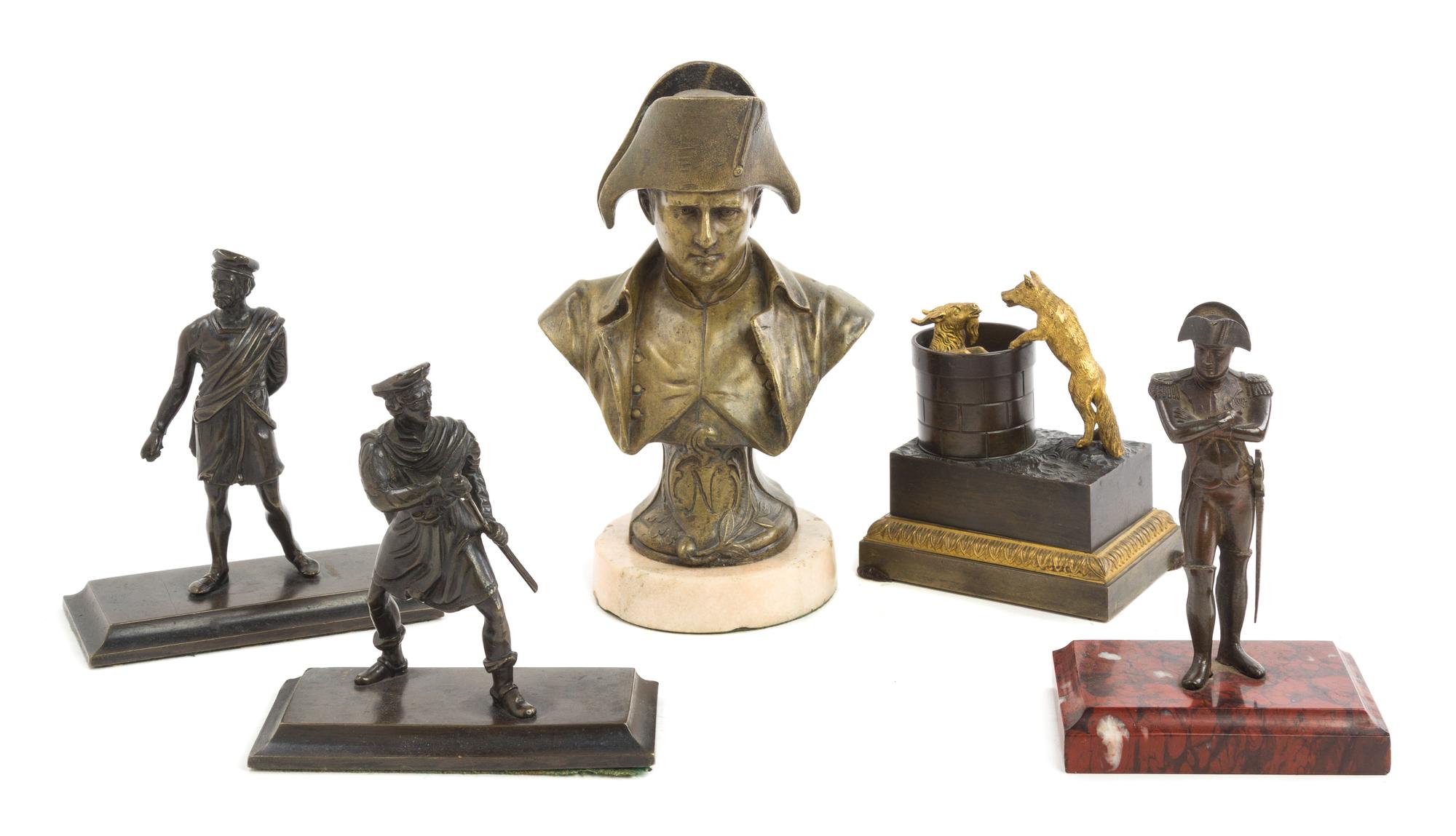 A Group of Bronze and Iron Figures Height of tallest 8 inches. — 19TH CENTURY AND LATER