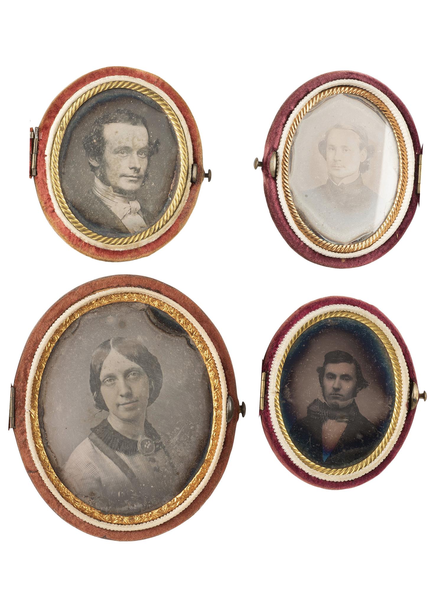 [EARLY PHOTOGRAPHY]. 24 daguerreotypes housed in oval velvet cases.