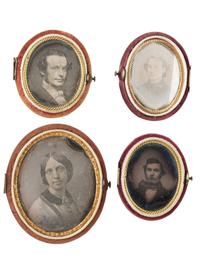 [EARLY PHOTOGRAPHY]. 24 daguerreotypes housed in oval velvet cases.