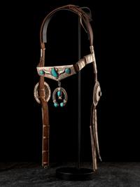 Navajo Silver and High Grade Turquoise Headstall
