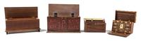 An Assembled Group of Three Chests and a Trunk Largest height 2 1/4 x width 4 1/2 x depth 1 3/4 inches. — Various Makers