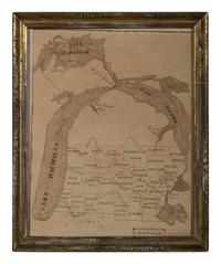 A Pen and Ink Hand-Drawn Student's Double-Sided Map of Michigan and Indiana