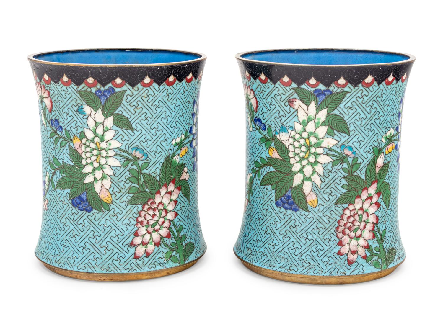 A Pair of Chinese Export Cloisonné Enamel Vases