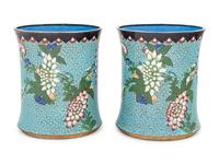 A Pair of Chinese Export Cloisonné Enamel Vases