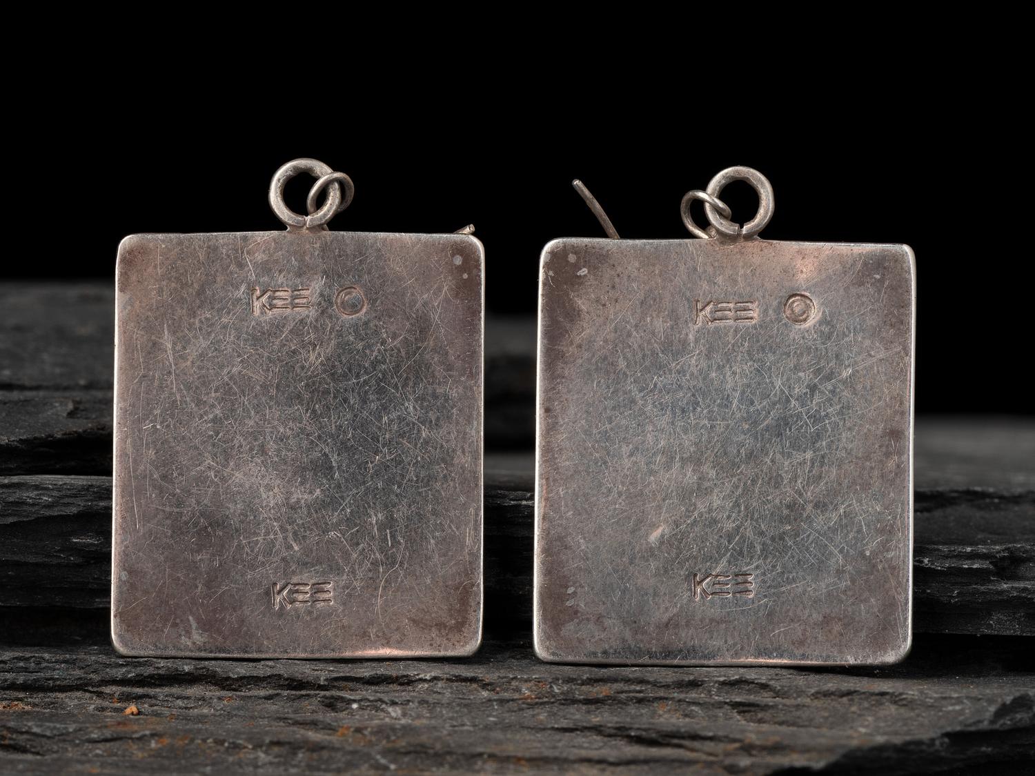 Sterling Silver Cuff Bracelet and Matching Earrings, with 14K Gold Petroglyph Accents