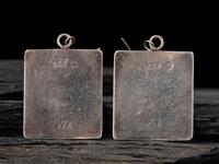 Sterling Silver Cuff Bracelet and Matching Earrings, with 14K Gold Petroglyph Accents