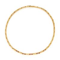 Tiffany & Co., Yellow Gold, Diamond, and Ruby Necklace