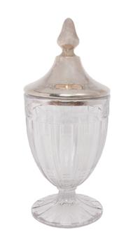 An American Silver Mounted Cut Glass Presentation Vase, Sweetser Co., New York, NY, Circa 1900-1915, of baluster form, the silver lid w