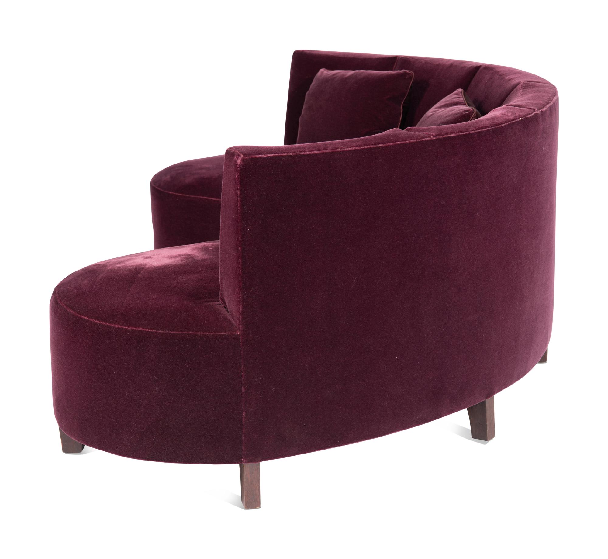A Custom Magenta Velvet Banquette