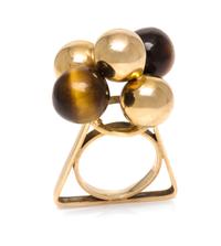 A Modernist Yellow Gold and Tiger's Eye Ring, 9.50 dwts.