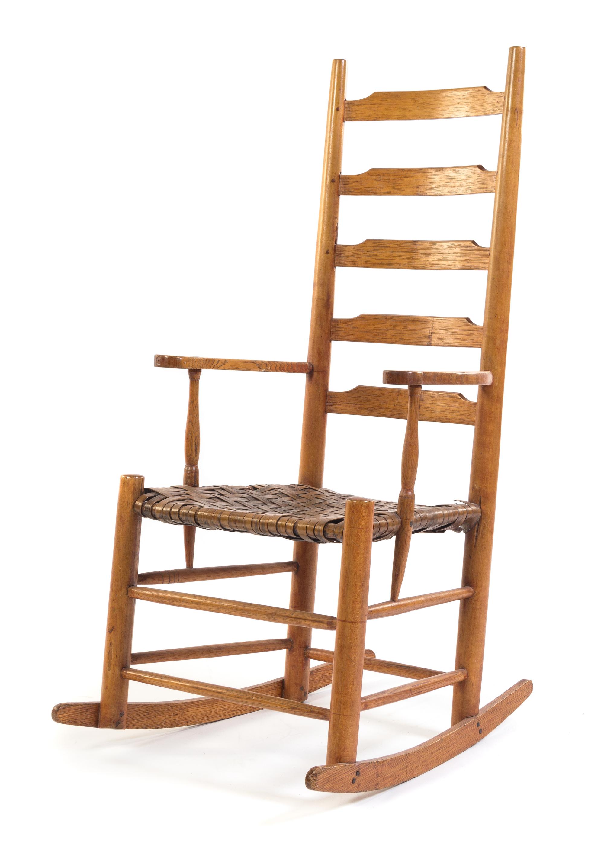 An American Ladder Back Rocking Chair Height 41 3/4 inches. — 19TH CENTURY