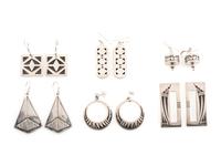 Hopi and Southwestern-style Silver Post and Hook Earrings