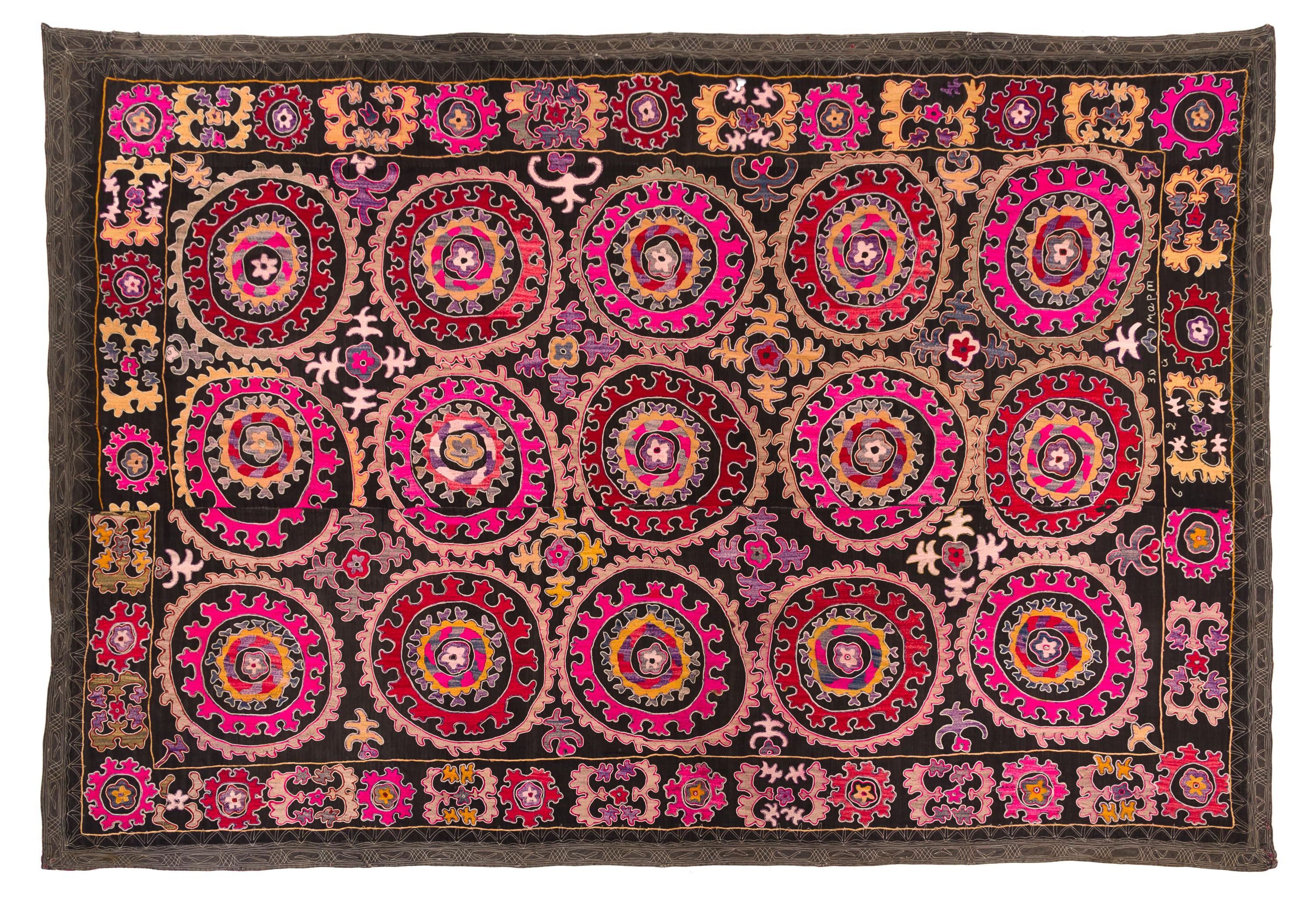A Suzani Embroidery 7 feet 10 1/4 inches x 5 feet 3 1/2 inches. — MID-20TH CENTURY