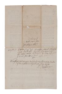 WARD, Artemas. Partly printed document accomplished in manuscript signed on verso (“Artemas Ward”).