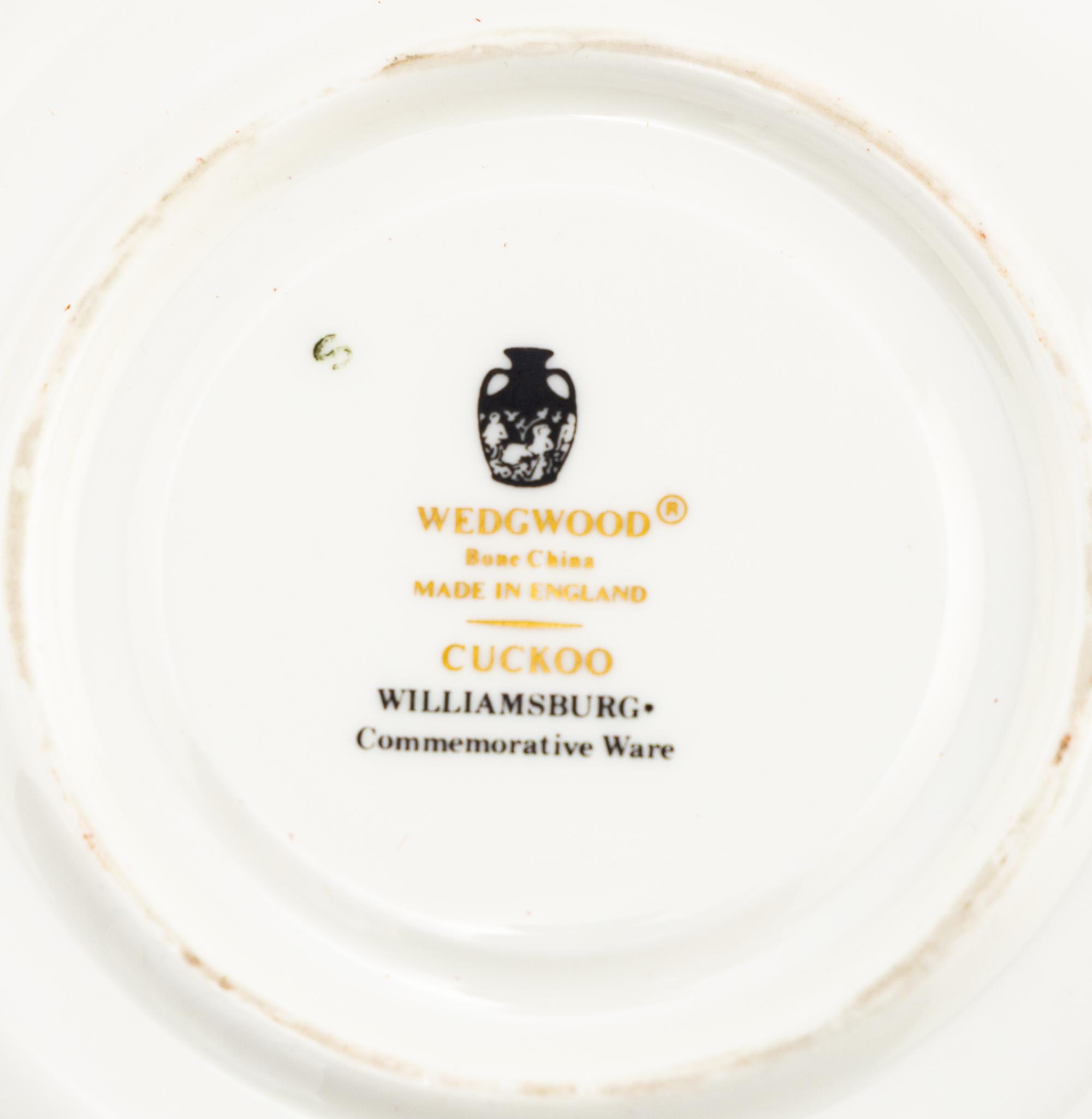 A Set of Twelve Wedgwood Cuckoo Porcelain Teacups and Saucers