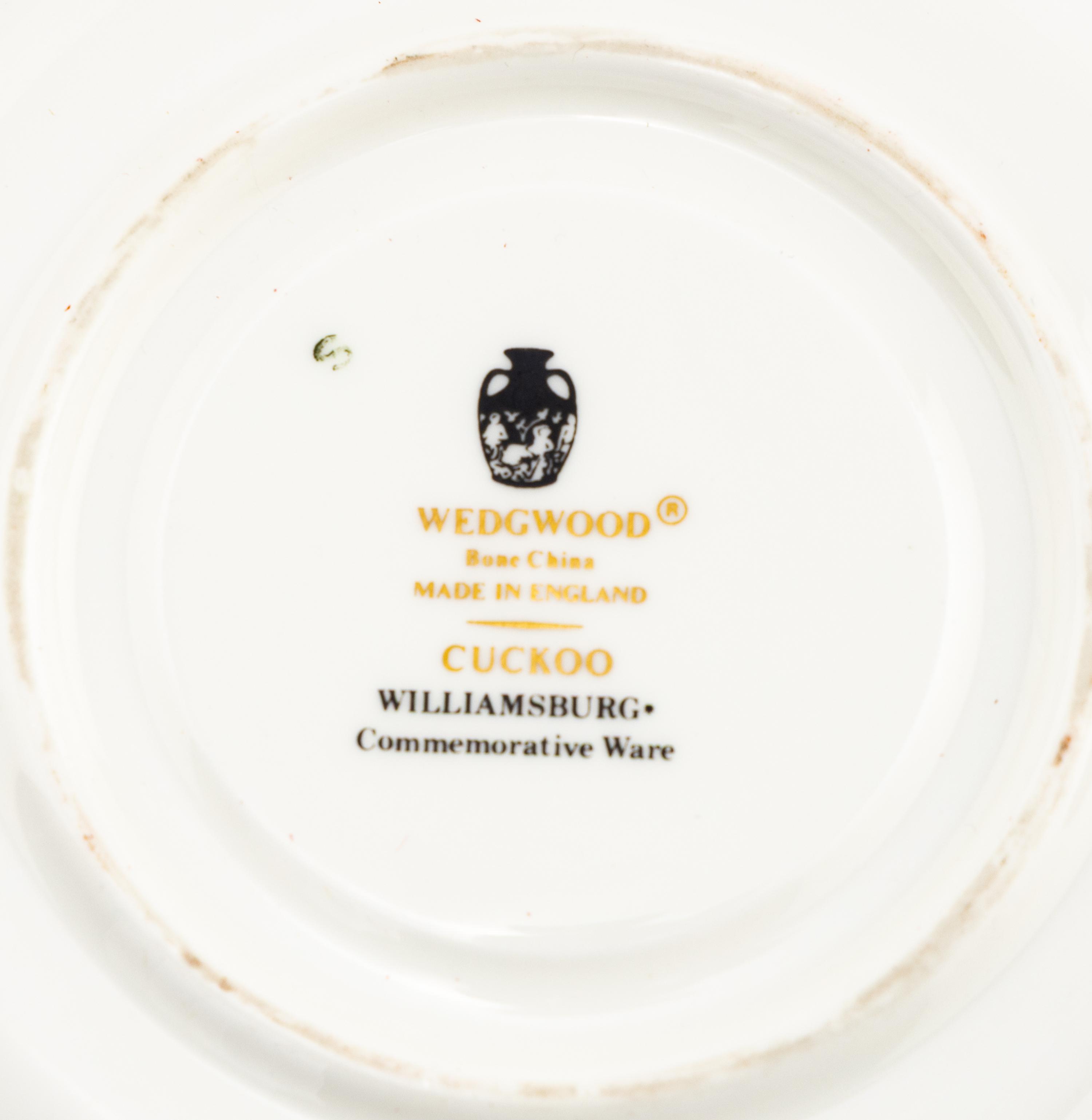 A Set of Twelve Wedgwood Cuckoo Porcelain Teacups and Saucers