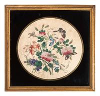 A Pair of Floral Paintings on Silk