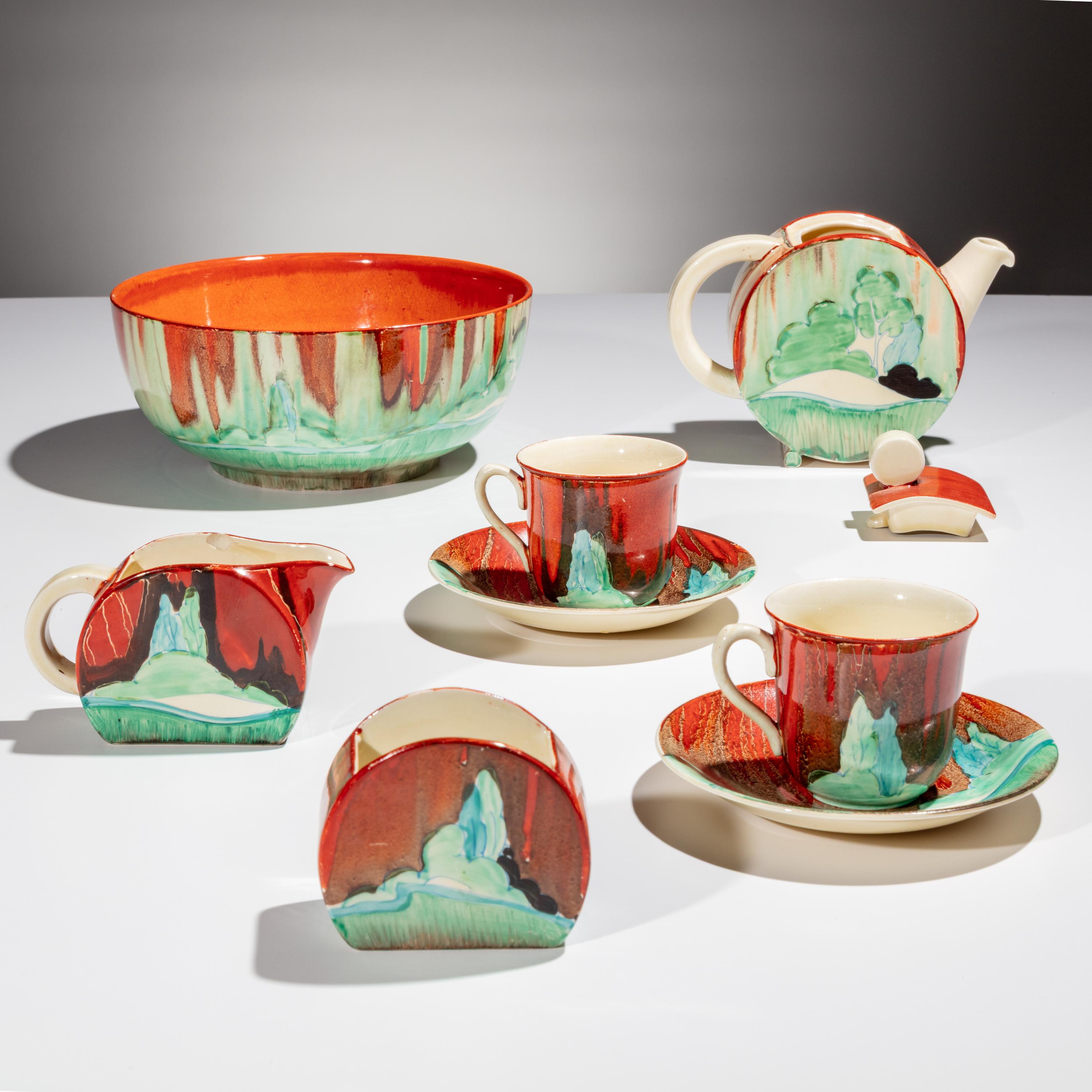 Clarice Cliff (English, 1899–1972) — Newlyn pattern, 6 pieces