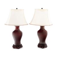 A Pair of Oxblood Glazed Porcelain Lamps