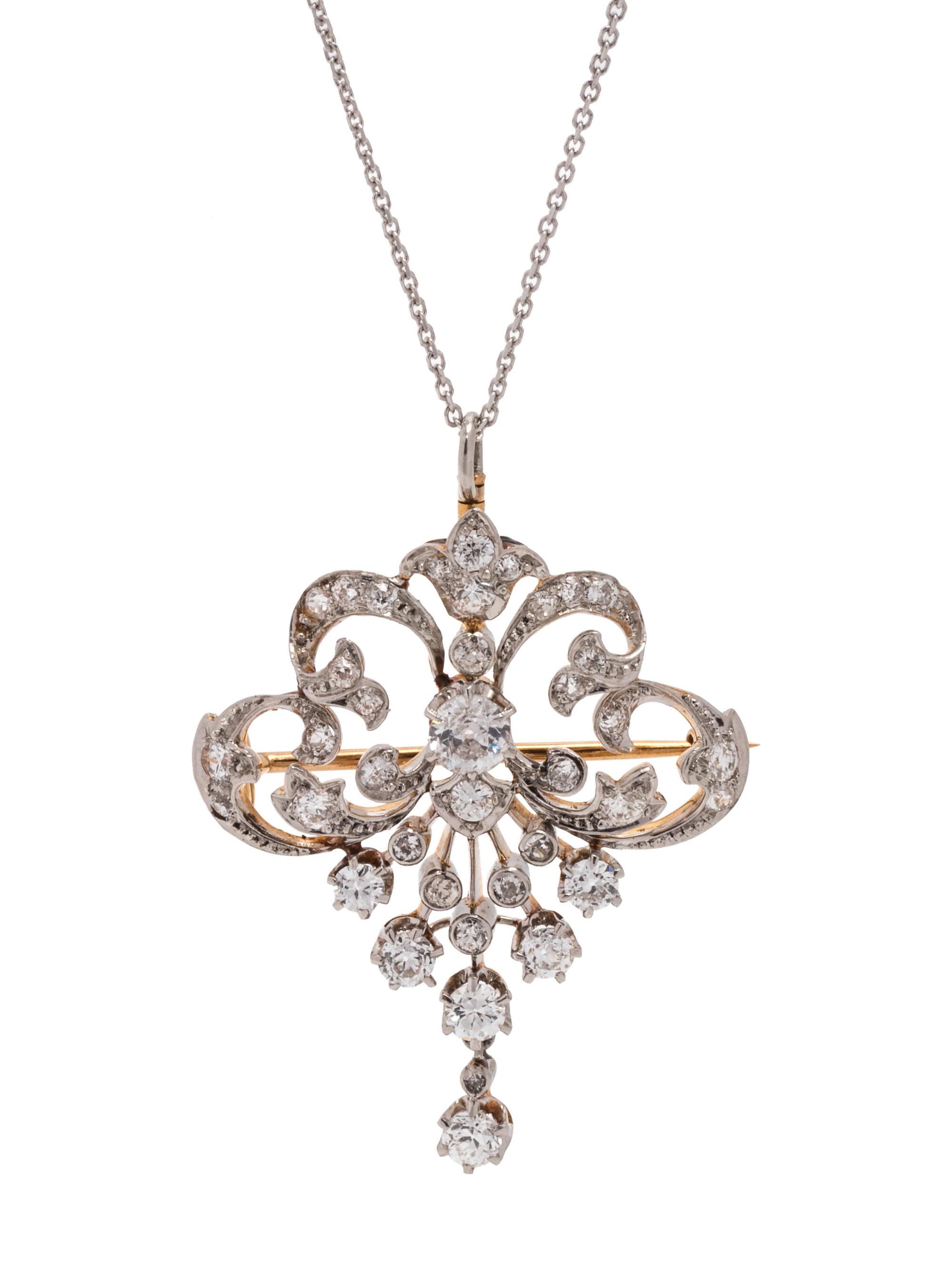 ANTIQUE, DIAMOND PENDANT/BROOCH