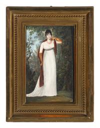 Two Reverse-Painted Glass Portraits of Madame and Monsieur Enfantin