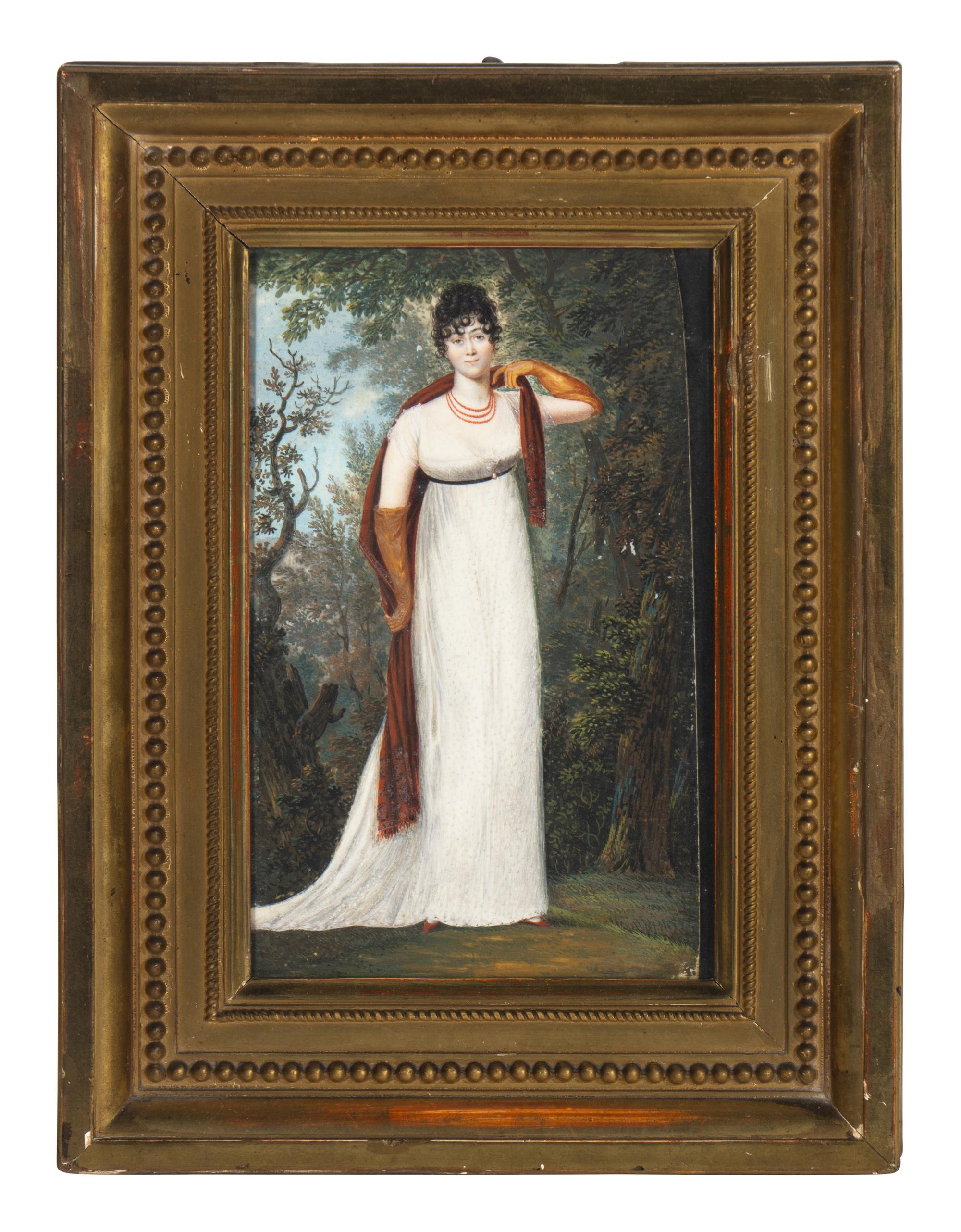Two Reverse-Painted Glass Portraits of Madame and Monsieur Enfantin
